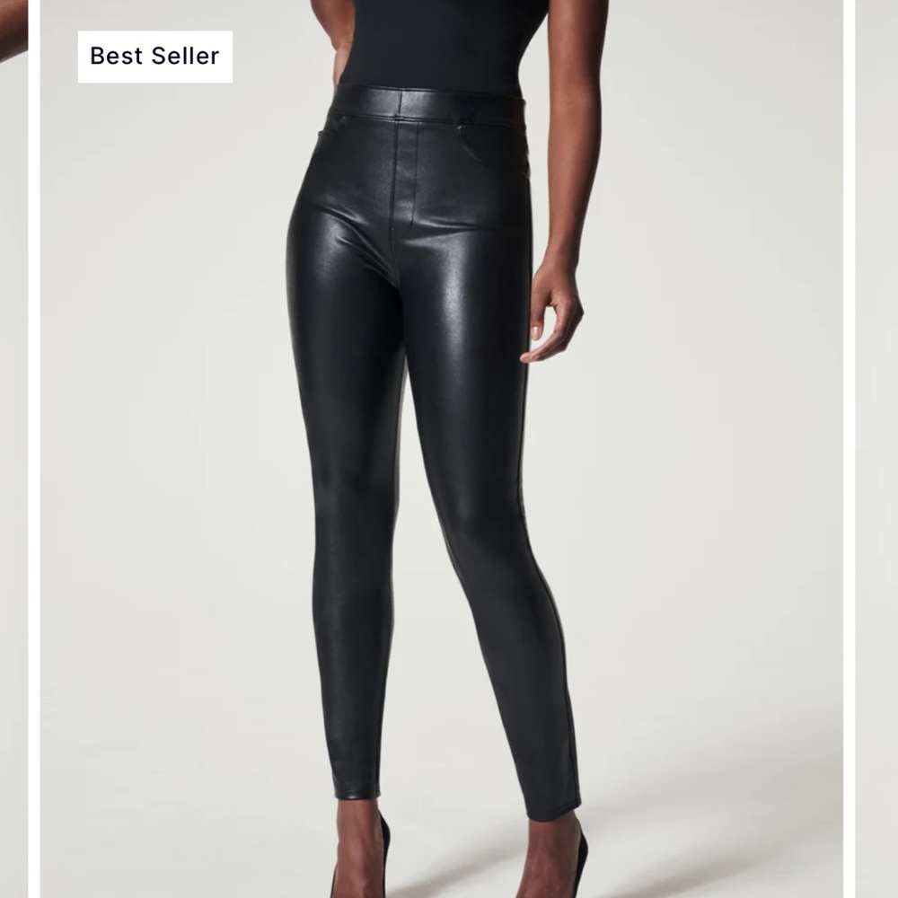 SPANX Faux Leather High-Rise Skinny Pants in Black